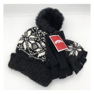 Holiday Time Women's Tinsel Snowflake Winter Stylish Hat and Gloves Set, 2-Piece